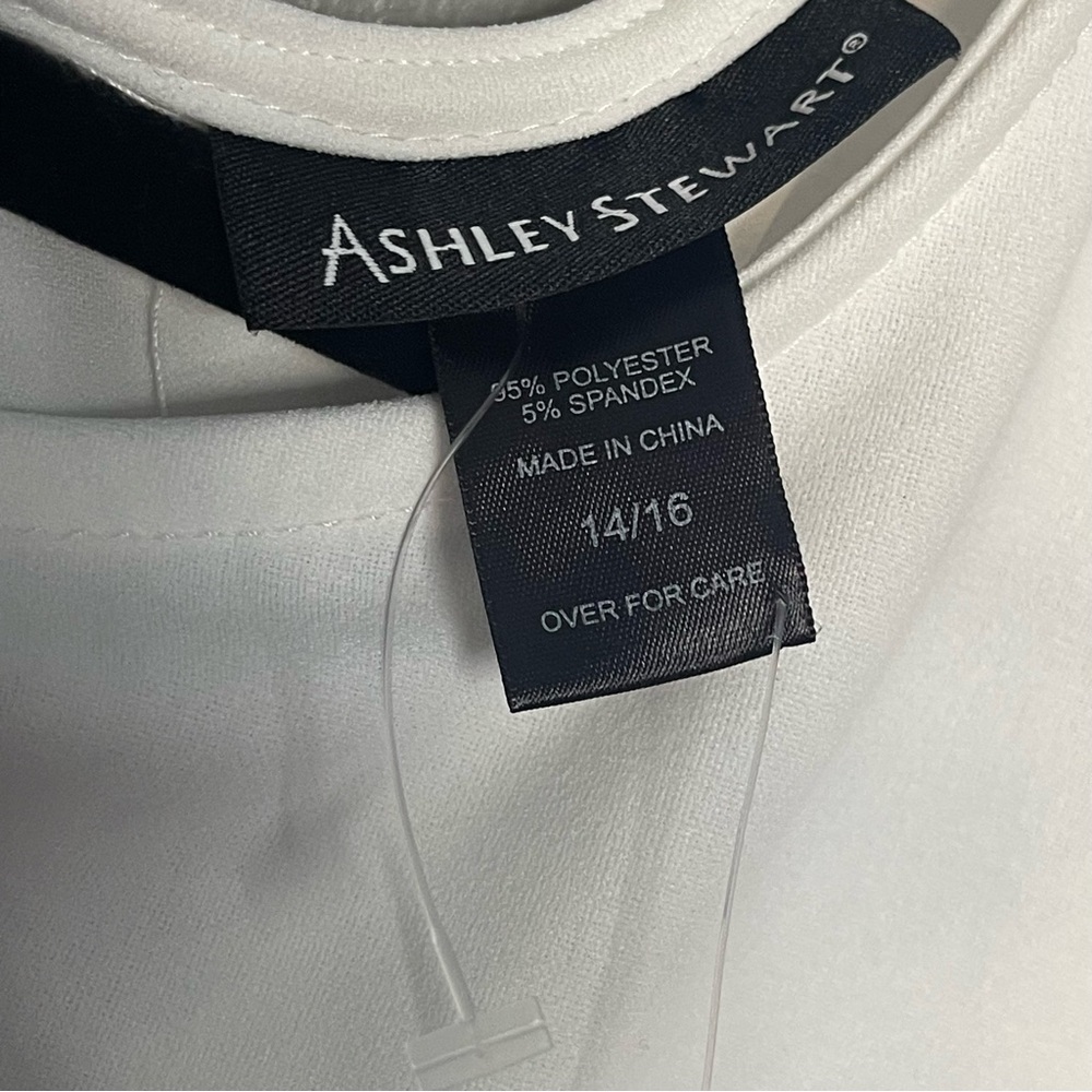 Ashley Stewart Elegant White Dress with Gold Accent Belt - Picture 4 of 5